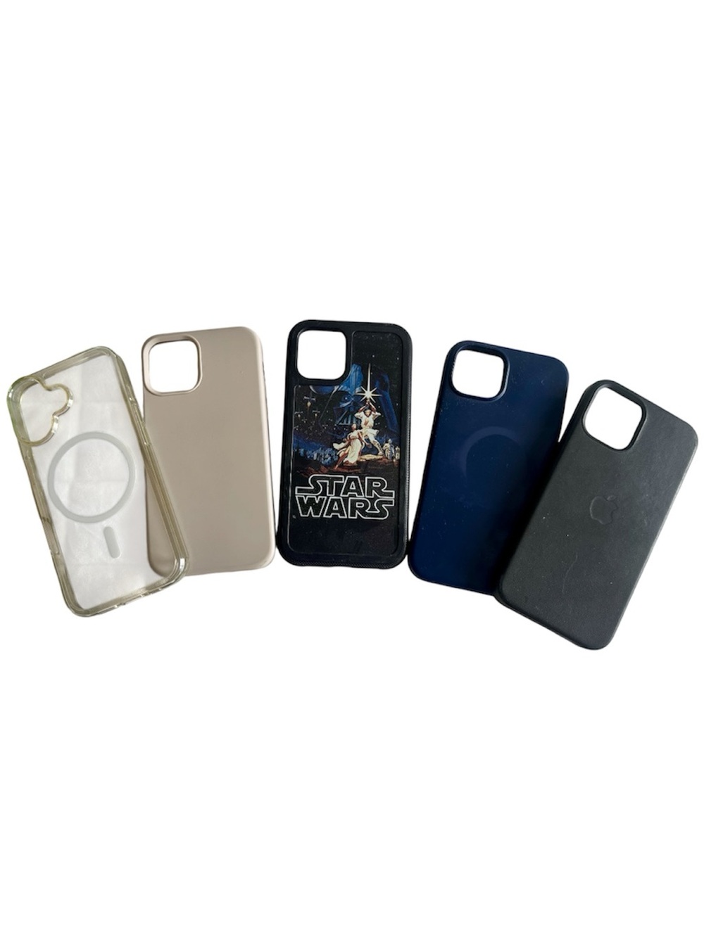 iPhone 12, 12 Pro Case Bundle Star Wars, Black Apple Leather, Clear, Navy, Beige